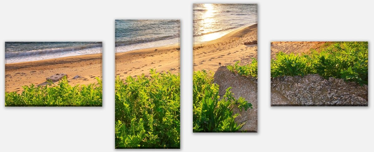 Leinwandbild Mehrteiler Himmel, Meer und grünes Gras M0922 Leinwandbild Mehrteiler Himmel, Meer und grünes Gras M0922