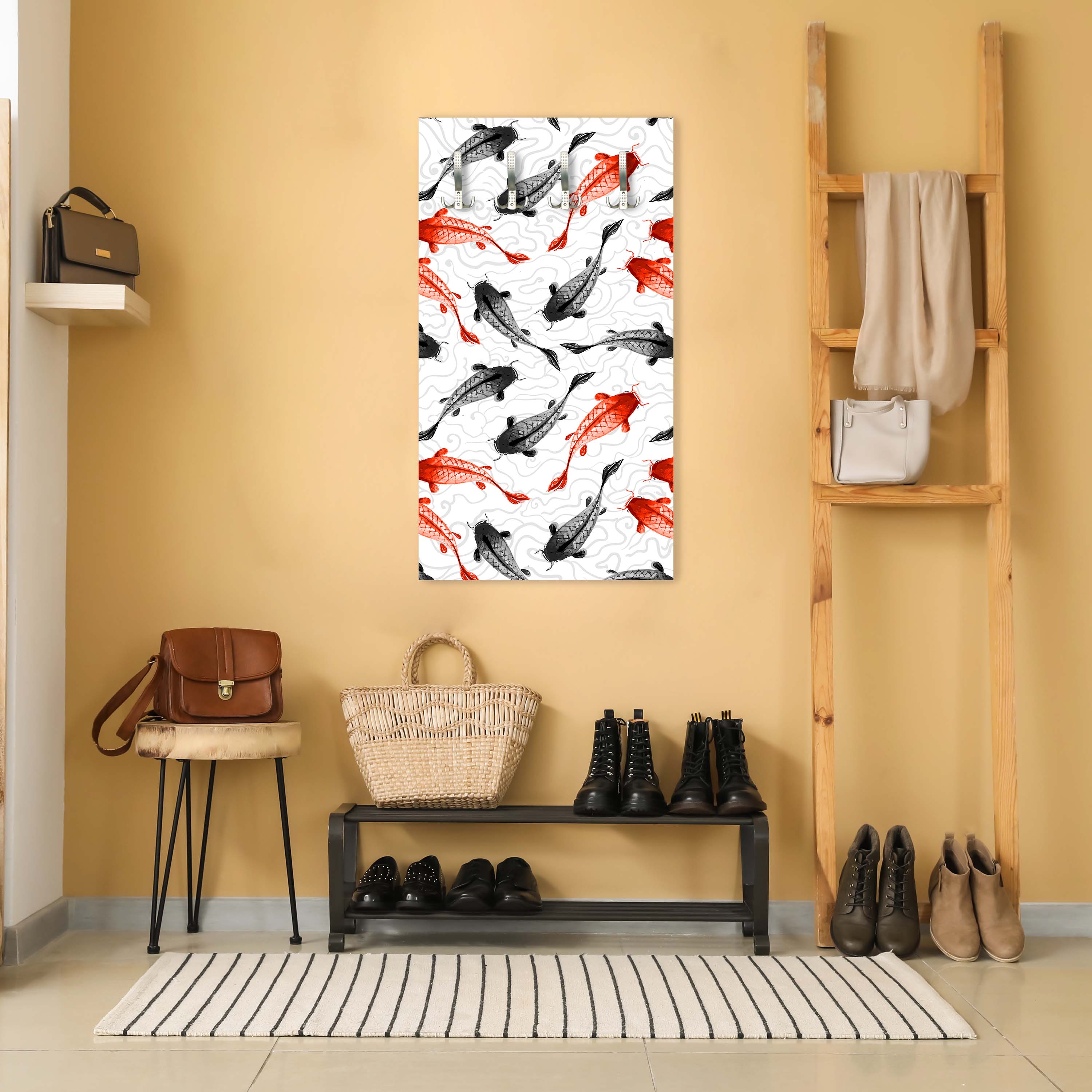 Garderobe rote und schwarze Koi-Karpfen M0946 entdecken - Bild 5 Garderobe rote und schwarze Koi-Karpfen M0946 entdecken - Bild 5