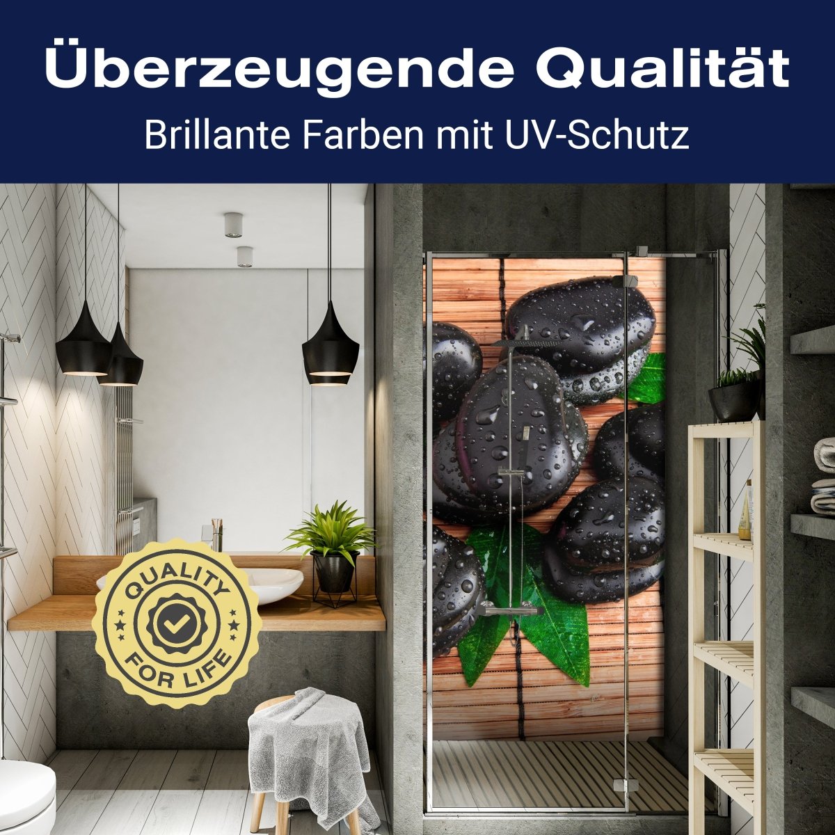 Duschwand Zen Steine und Blätter M0948 entdecken - Bild 2 Duschwand Zen Steine und Blätter M0948 entdecken - Bild 2