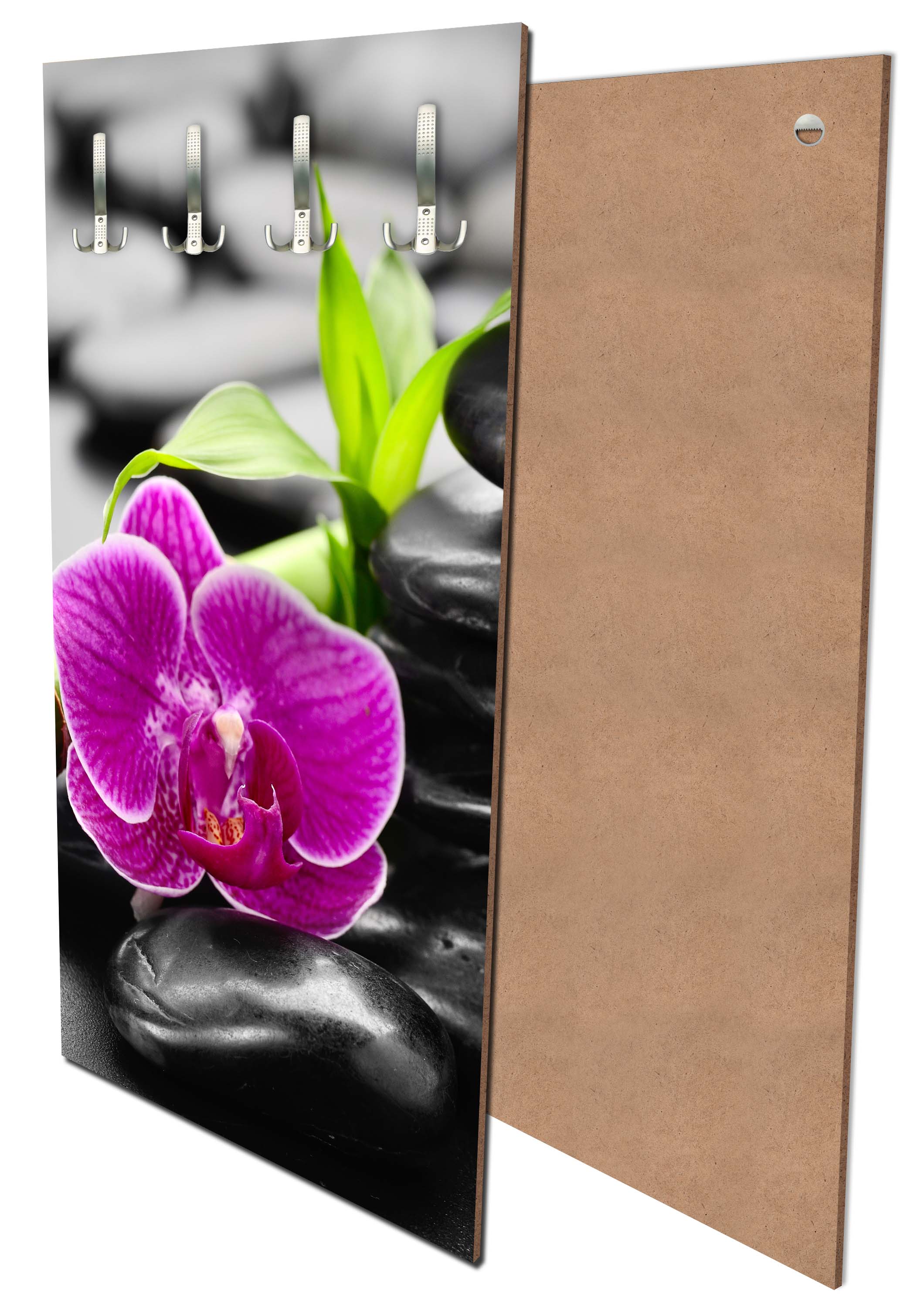 Garderobe Zen Basaltsteine und Orchidee M0954 entdecken - Bild 1 Garderobe Zen Basaltsteine und Orchidee M0954 entdecken - Bild 1