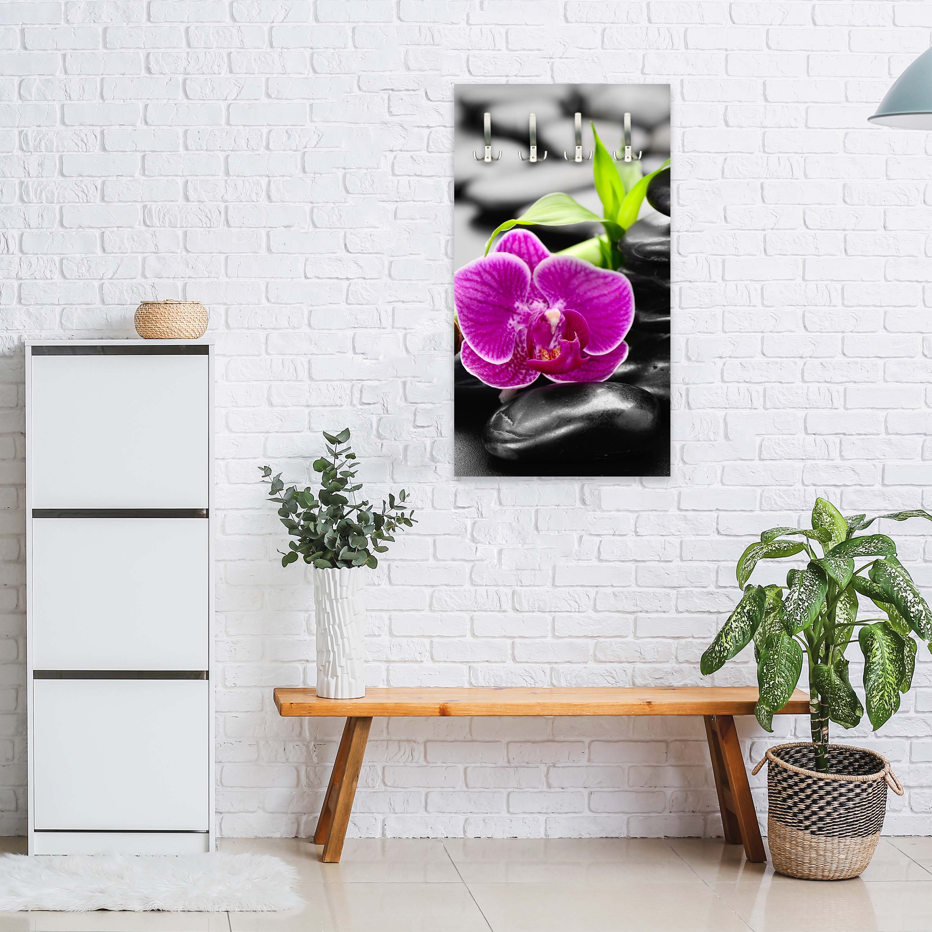 Garderobe Zen Basaltsteine und Orchidee M0954 entdecken - Bild 2 Garderobe Zen Basaltsteine und Orchidee M0954 entdecken - Bild 2