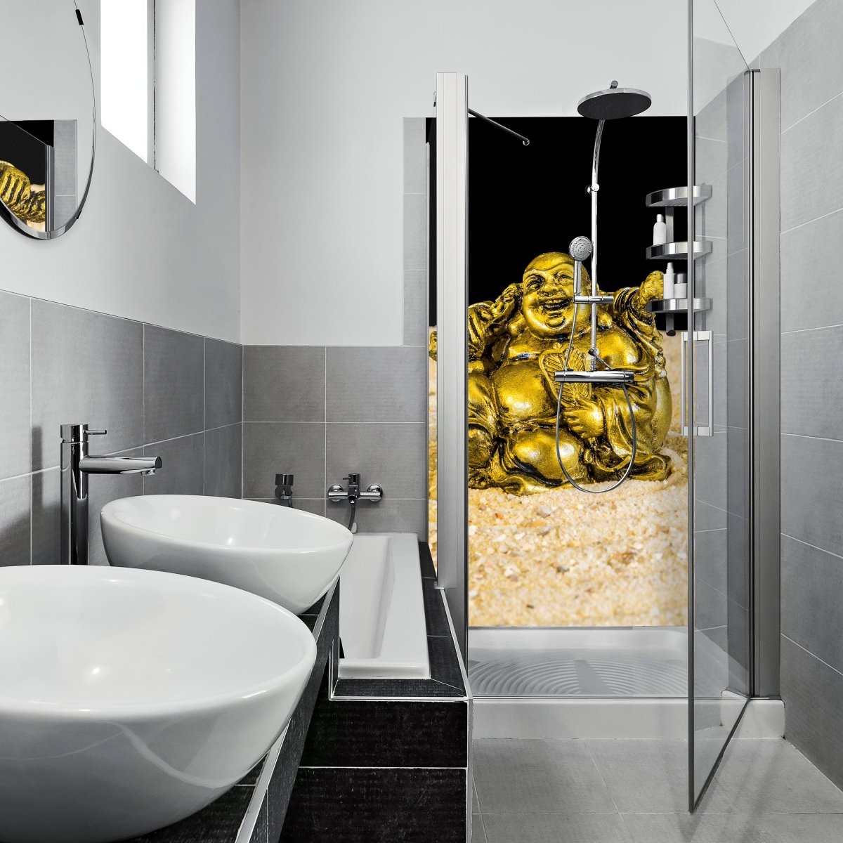 Duschwand Goldener Buddha im Zen-Kreis M0956 entdecken - Bild 1 Duschwand Goldener Buddha im Zen-Kreis M0956 entdecken - Bild 1