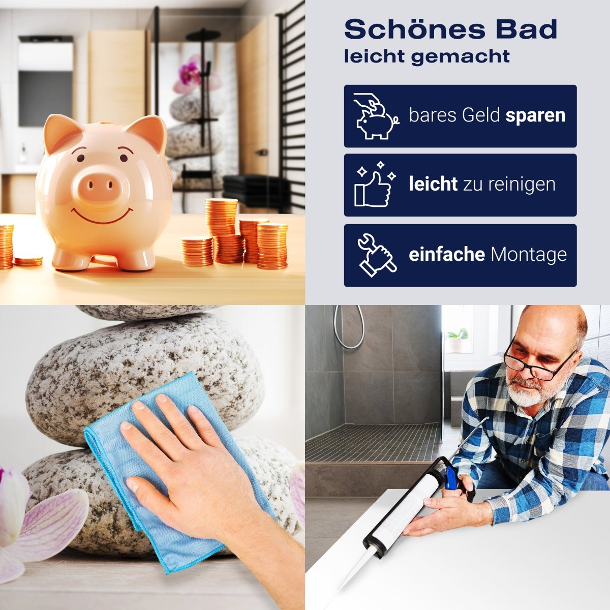 Duschwand Orchideen, weiße Steine - SPA M0959 entdecken - Bild 7 Duschwand Orchideen, weiße Steine - SPA M0959 entdecken - Bild 7