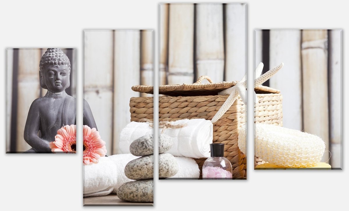 Leinwandbild Mehrteiler Spa und Wellness-Einstellung mit Blumen M0963 Leinwandbild Mehrteiler Spa und Wellness-Einstellung mit Blumen M0963
