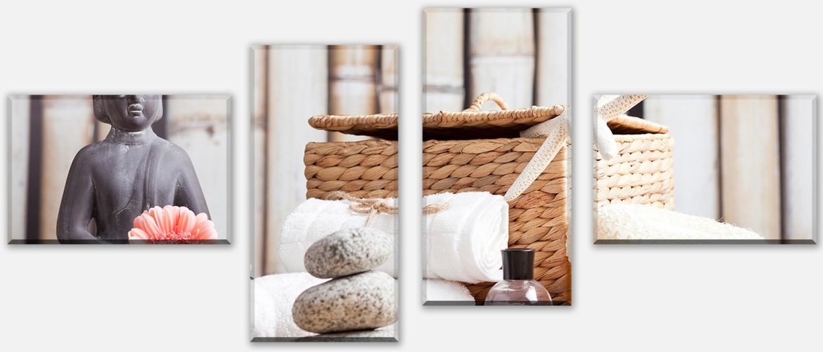 Leinwandbild Mehrteiler Spa und Wellness-Einstellung mit Blumen M0963 Leinwandbild Mehrteiler Spa und Wellness-Einstellung mit Blumen M0963