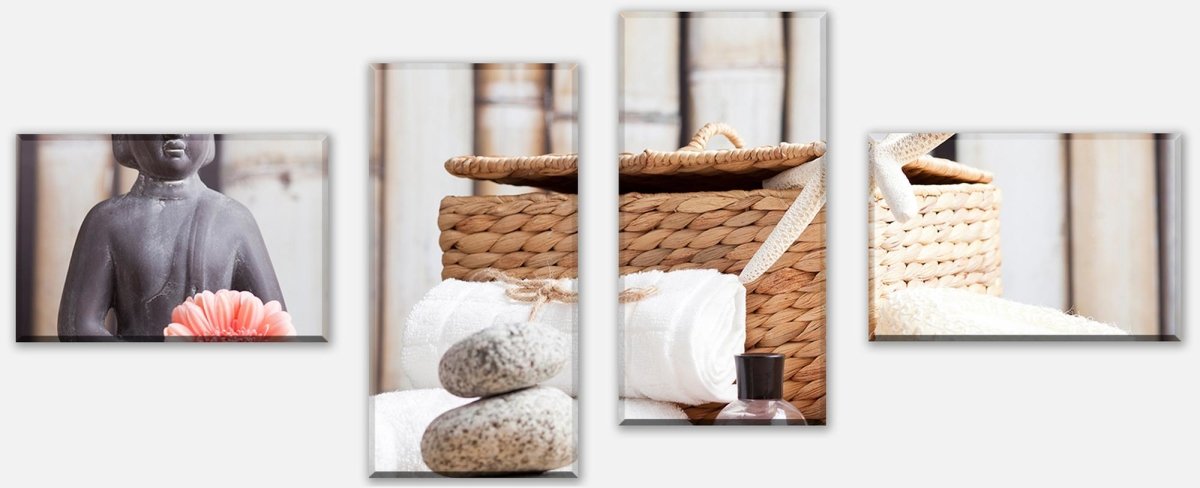 Leinwandbild Mehrteiler Spa und Wellness-Einstellung mit Blumen M0963 Leinwandbild Mehrteiler Spa und Wellness-Einstellung mit Blumen M0963