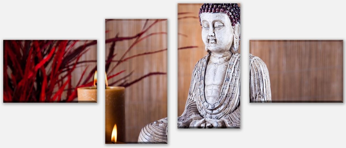 Leinwandbild Mehrteiler Buddha-Statue und aromatische Kerzen M0969 Leinwandbild Mehrteiler Buddha-Statue und aromatische Kerzen M0969