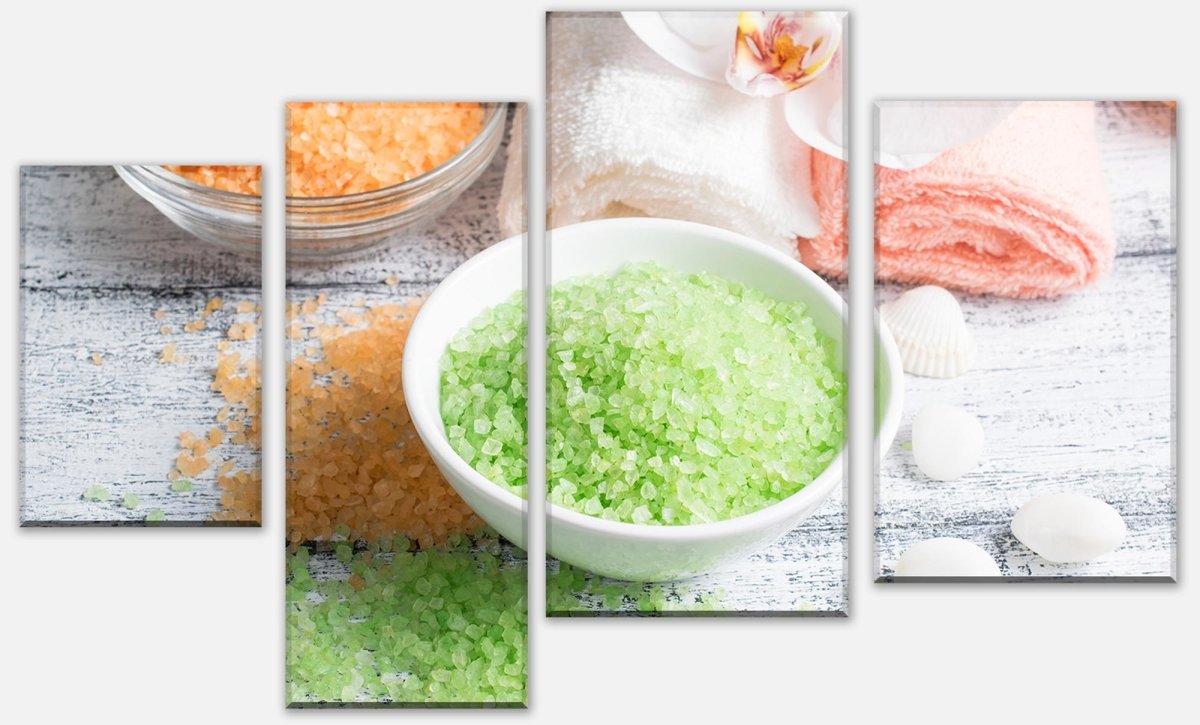 Leinwandbild Mehrteiler Spa-Salon mit Salz und Handtücher M0975 Leinwandbild Mehrteiler Spa-Salon mit Salz und Handtücher M0975