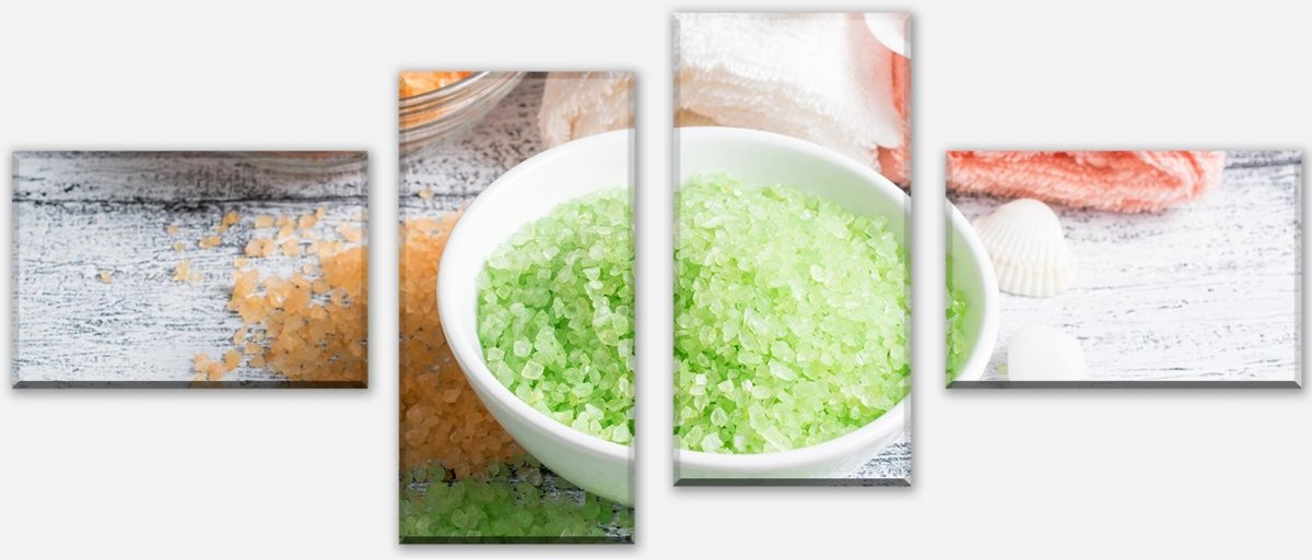 Leinwandbild Mehrteiler Spa-Salon mit Salz und Handtücher M0975 Leinwandbild Mehrteiler Spa-Salon mit Salz und Handtücher M0975