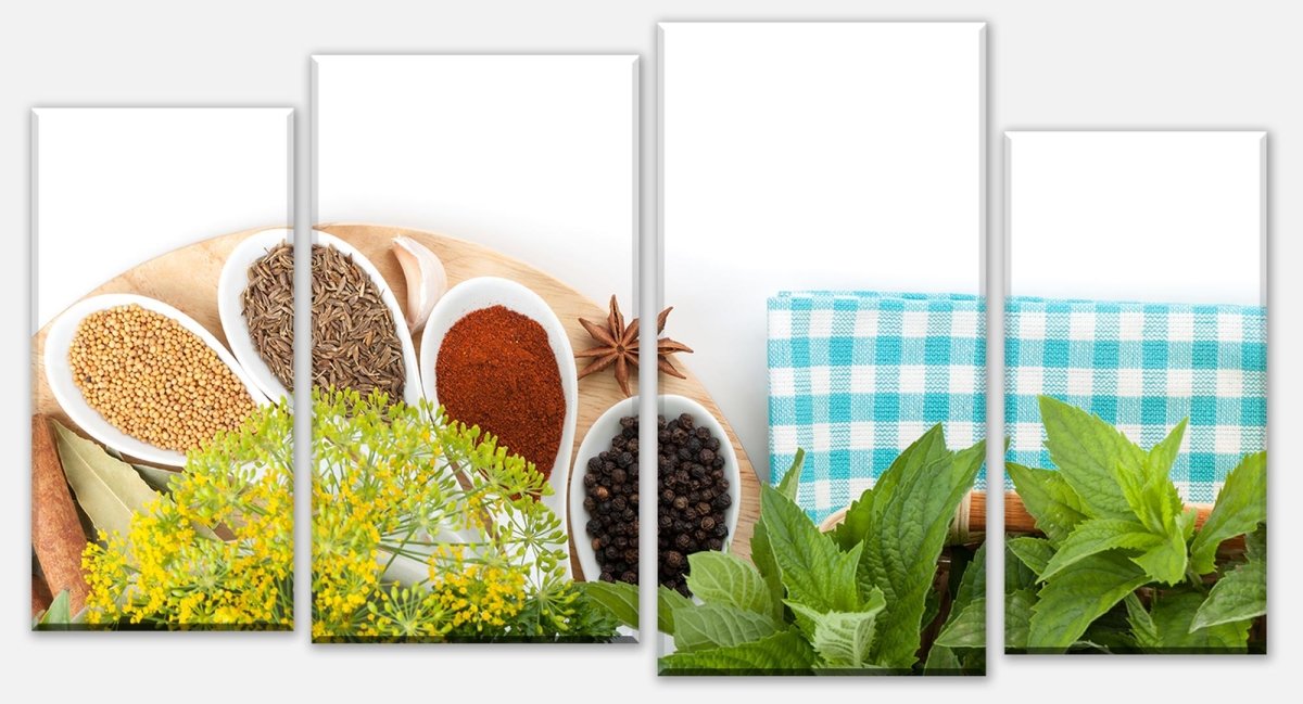Leinwandbild Mehrteiler Auswähl aus Bunte Kräuter und Gewürze M0981 Leinwandbild Mehrteiler Auswähl aus Bunte Kräuter und Gewürze M0981