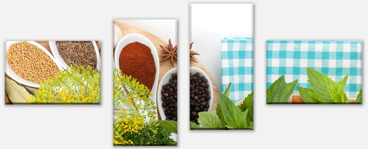 Leinwandbild Mehrteiler Auswähl aus Bunte Kräuter und Gewürze M0981 Leinwandbild Mehrteiler Auswähl aus Bunte Kräuter und Gewürze M0981