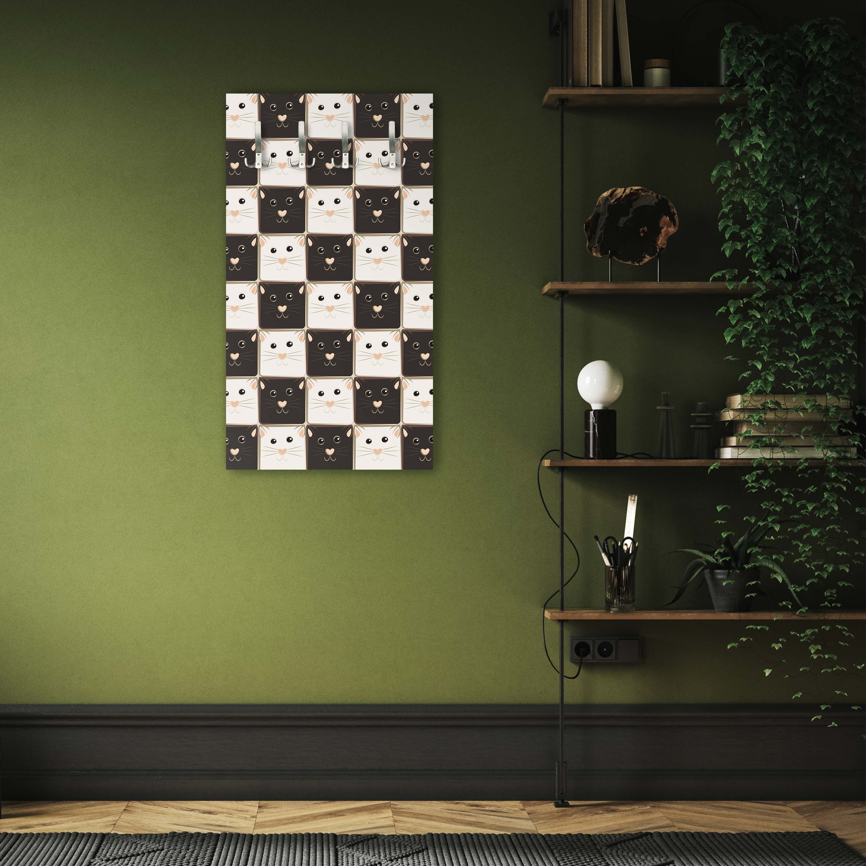 Garderobe Schachbrett aus schwarzen und weißen Katzen M0984 entdecken - Bild 3 Garderobe Schachbrett aus schwarzen und weißen Katzen M0984 entdecken - Bild 3