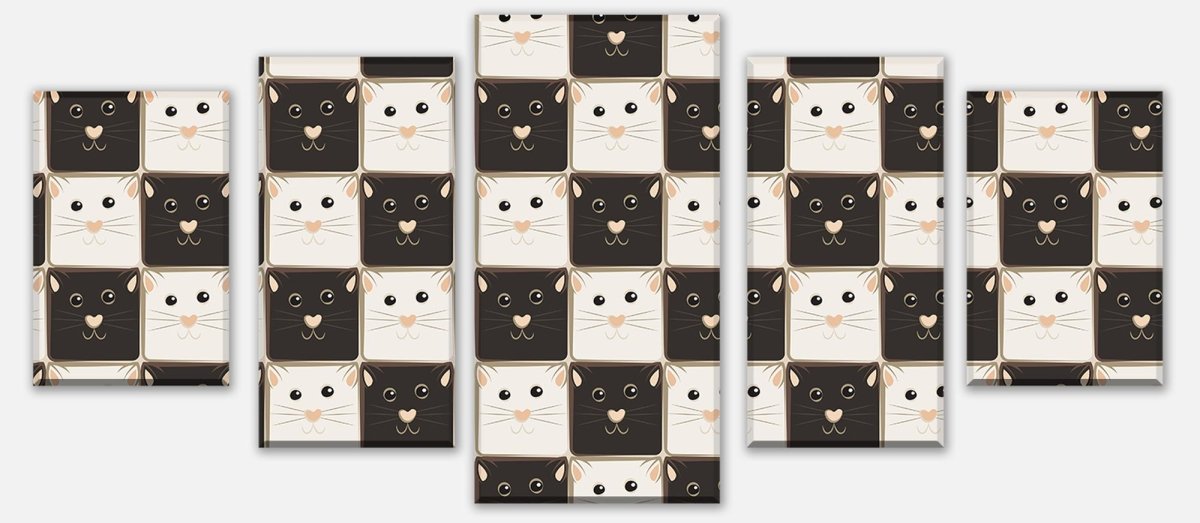 Leinwandbild Mehrteiler Schachbrett aus schwarzen und weißen Katzen M0984 entdecken - Bild 1 Leinwandbild Mehrteiler Schachbrett aus schwarzen und weißen Katzen M0984 entdecken - Bild 1