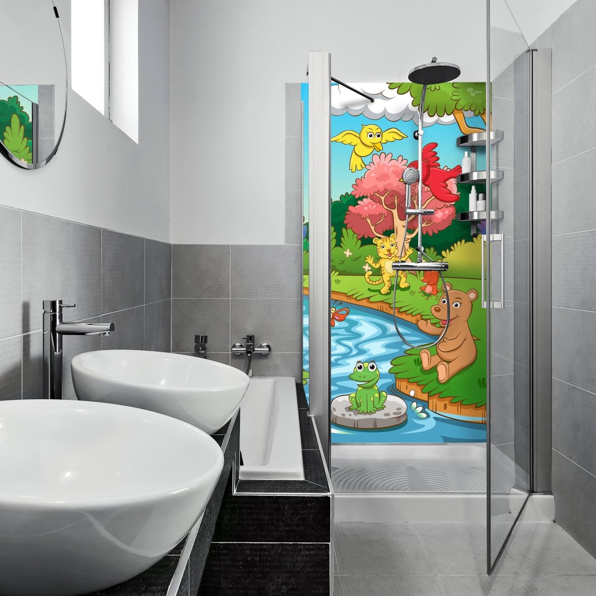Duschwand Tiere im Dschungel M0986 entdecken - Bild 1 Duschwand Tiere im Dschungel M0986 entdecken - Bild 1