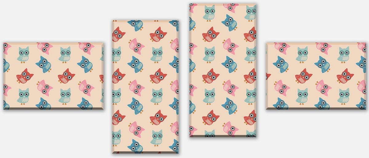 Leinwandbild Mehrteiler Eulen-buntes Muster M0988 Leinwandbild Mehrteiler Eulen-buntes Muster M0988