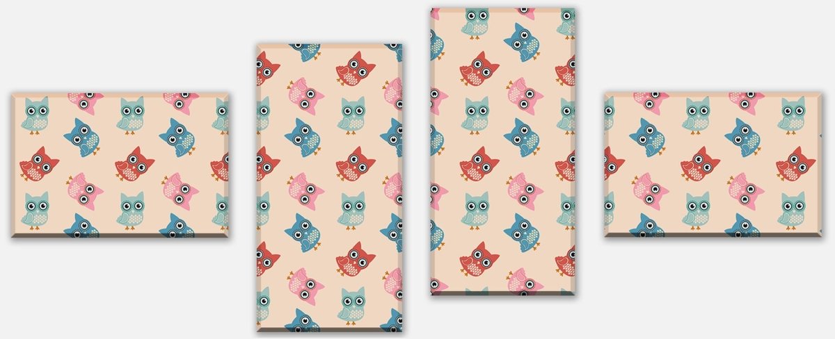 Leinwandbild Mehrteiler Eulen-buntes Muster M0988 Leinwandbild Mehrteiler Eulen-buntes Muster M0988