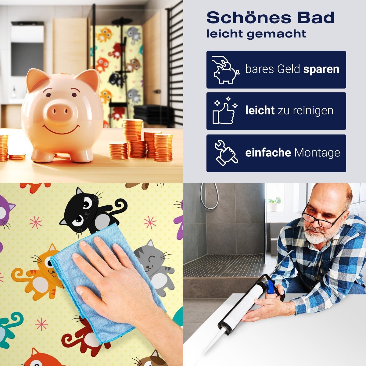 Duschwand süße Kätzchen M0992 entdecken - Bild 7 Duschwand süße Kätzchen M0992 entdecken - Bild 7