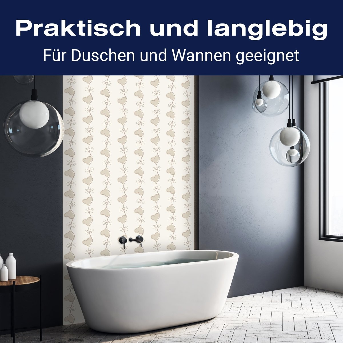 Duschwand Retro Herzen auf Beige Hintergrund M0993 entdecken - Bild 3 Duschwand Retro Herzen auf Beige Hintergrund M0993 entdecken - Bild 3