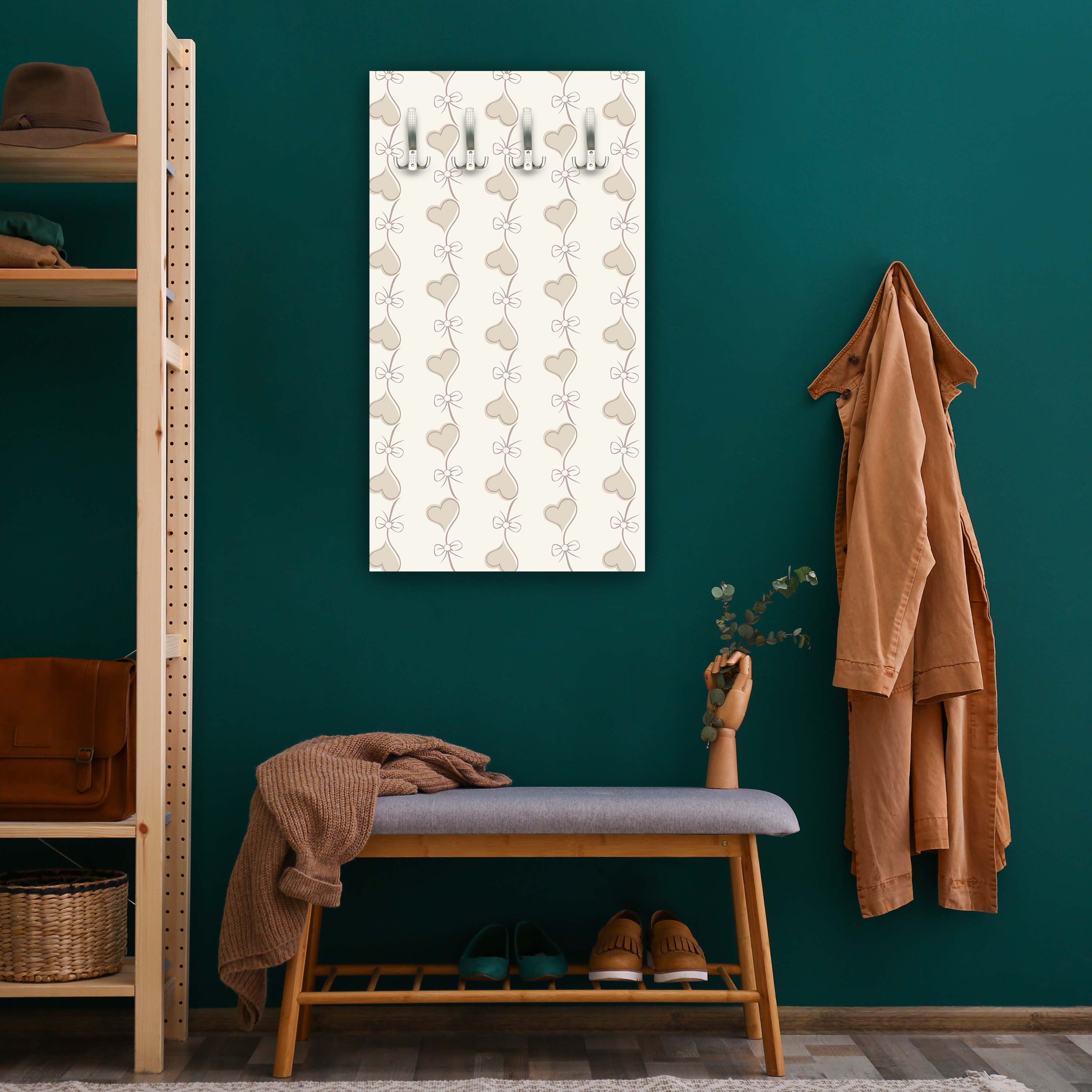 Garderobe Retro Herzen auf Beige Hintergrund M0993 entdecken - Bild 2 Garderobe Retro Herzen auf Beige Hintergrund M0993 entdecken - Bild 2