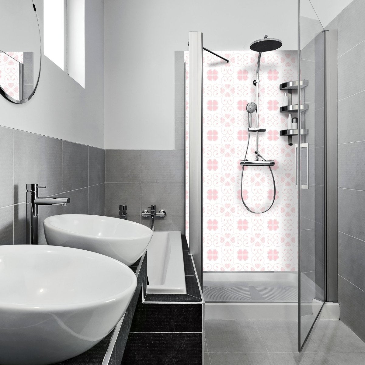 Duschwand Rosa Herzmuster M0995 entdecken - Bild 1 Duschwand Rosa Herzmuster M0995 entdecken - Bild 1