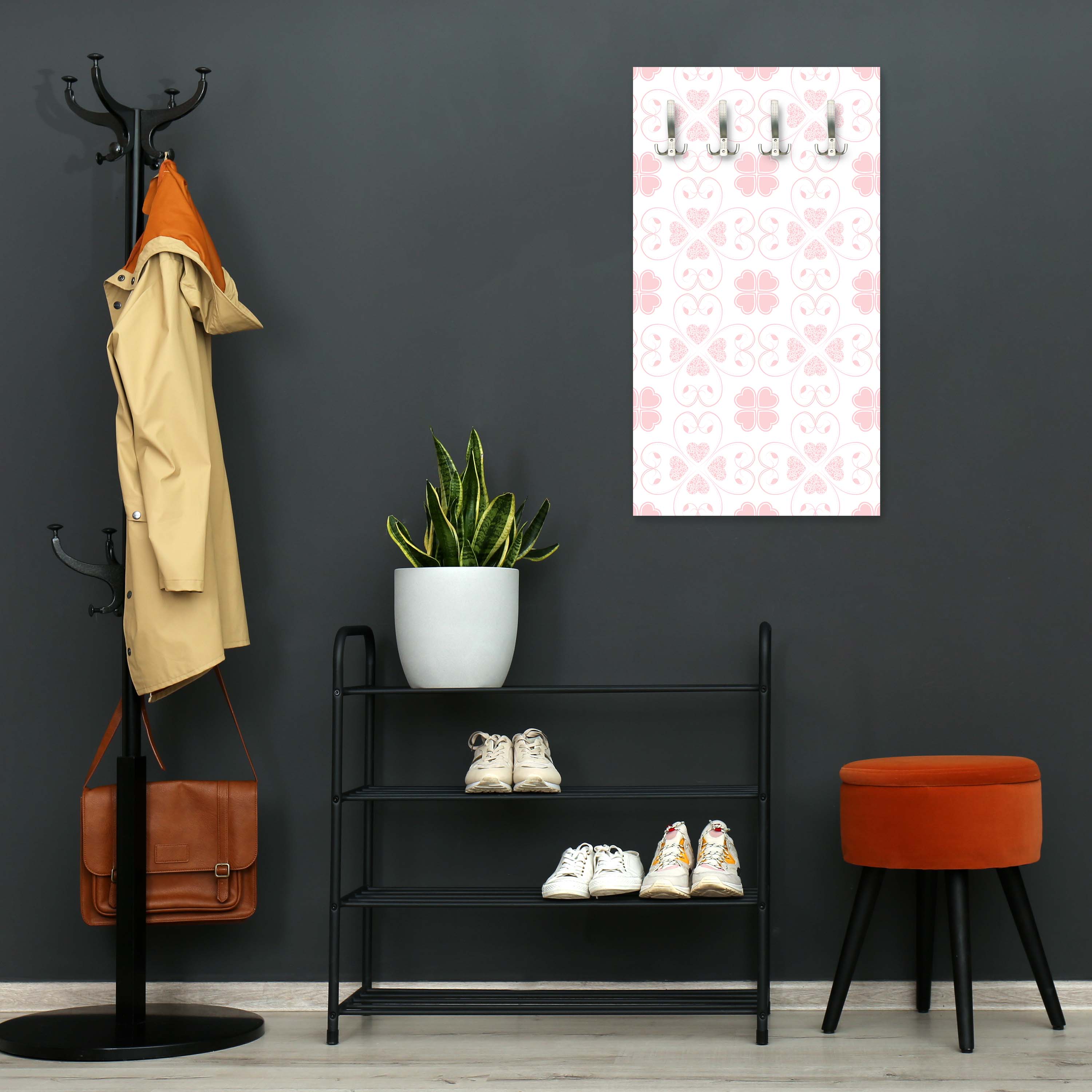 Garderobe Rosa Herzmuster M0995 entdecken - Bild 5 Garderobe Rosa Herzmuster M0995 entdecken - Bild 5