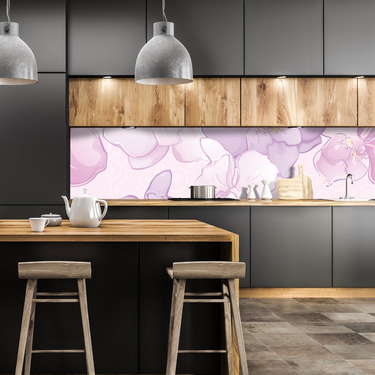 Küchenrückwand Elegantes Blumenmotiv M0998 entdecken - Bild 1 Küchenrückwand Elegantes Blumenmotiv M0998 entdecken - Bild 1