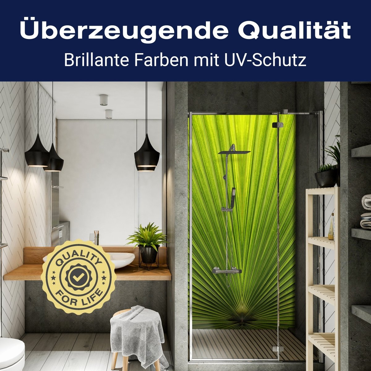 Duschwand Palmblatt Nahaufnahme M1003 entdecken - Bild 2 Duschwand Palmblatt Nahaufnahme M1003 entdecken - Bild 2