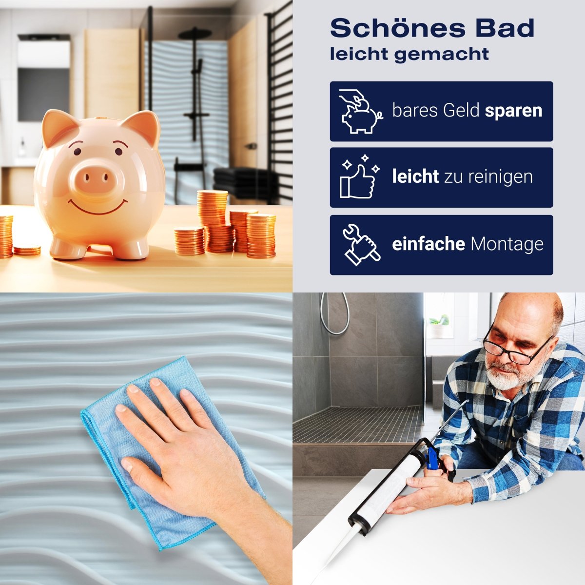 Duschwand Abstrakte weiße Holztextur M1006 entdecken - Bild 7 Duschwand Abstrakte weiße Holztextur M1006 entdecken - Bild 7