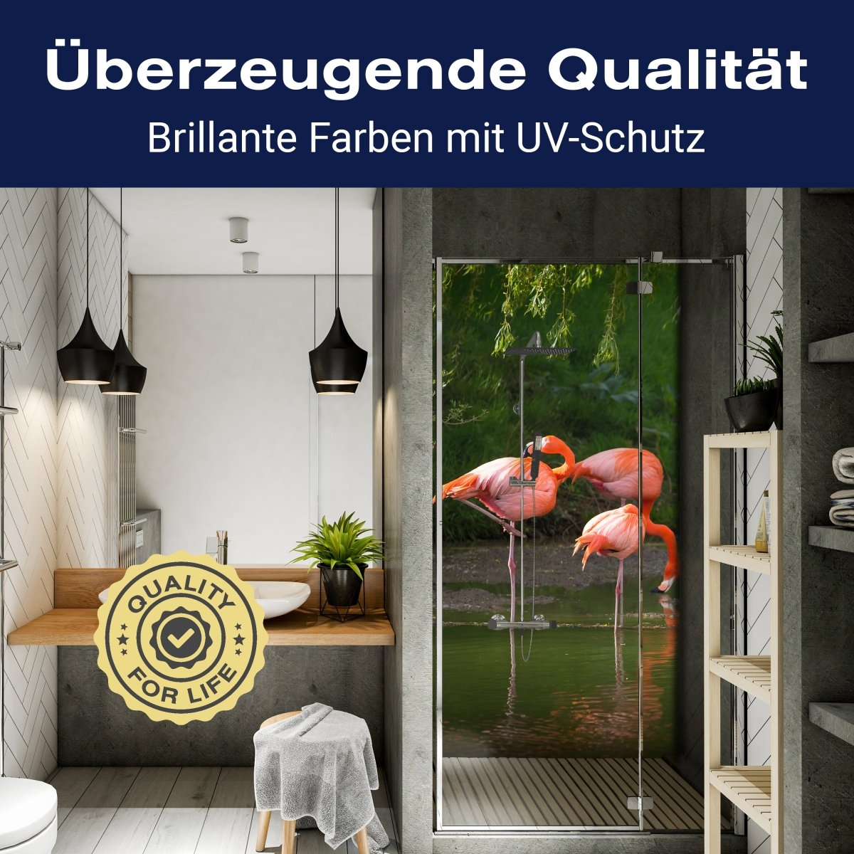 Duschwand Flamingos in einem Pool M1009 entdecken - Bild 2 Duschwand Flamingos in einem Pool M1009 entdecken - Bild 2