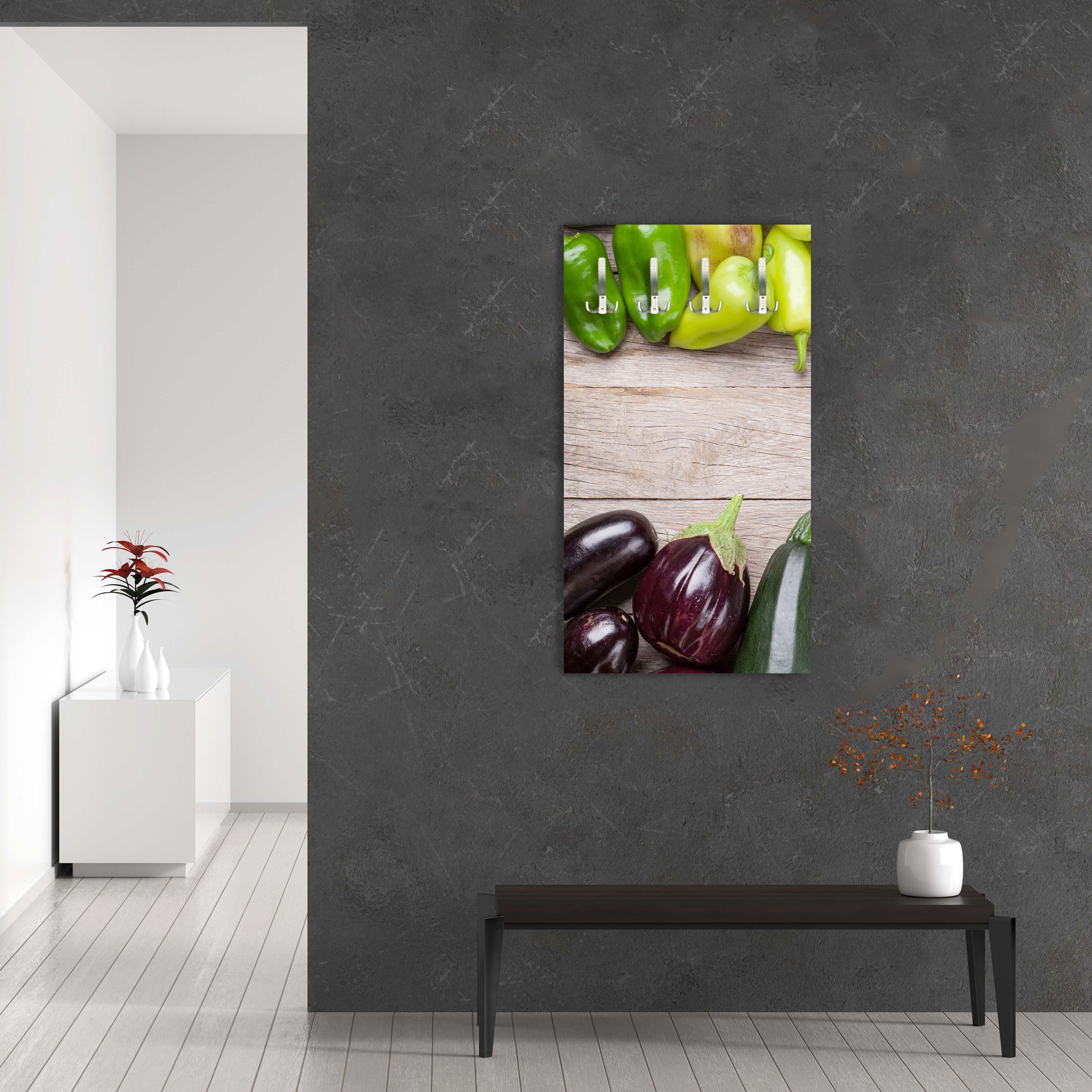 Garderobe Frischgemüse auf einem Holztisch M1012 entdecken - Bild 2 Garderobe Frischgemüse auf einem Holztisch M1012 entdecken - Bild 2