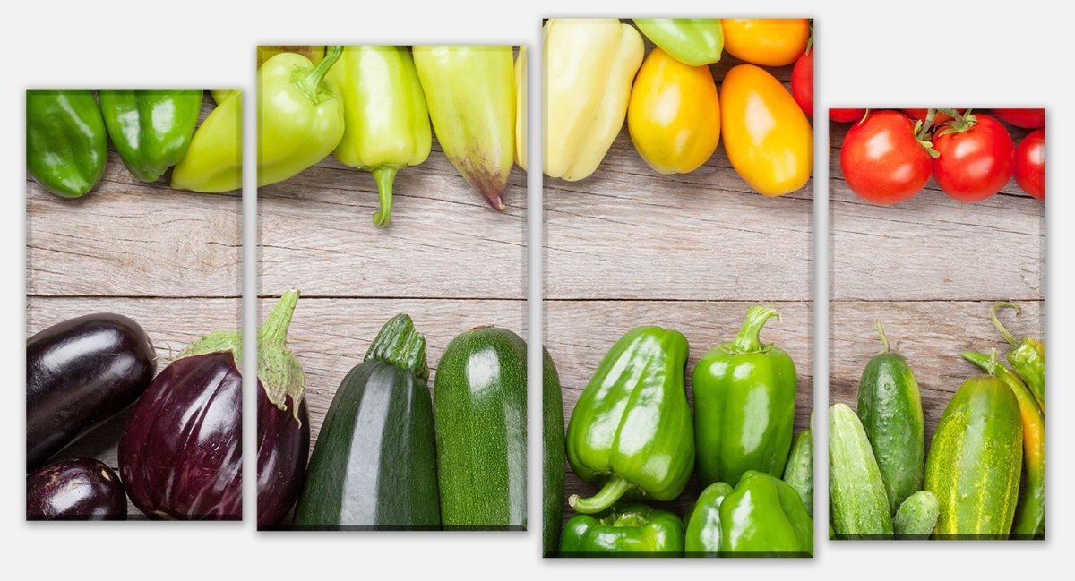 Leinwandbild Mehrteiler Frischgemüse auf einem Holztisch M1012 Leinwandbild Mehrteiler Frischgemüse auf einem Holztisch M1012