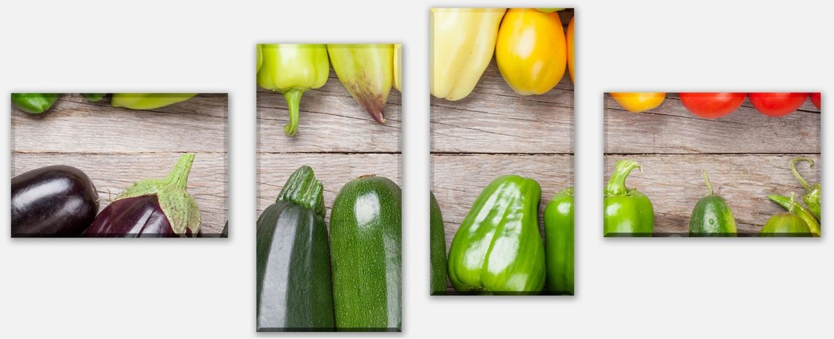 Leinwandbild Mehrteiler Frischgemüse auf einem Holztisch M1012 Leinwandbild Mehrteiler Frischgemüse auf einem Holztisch M1012