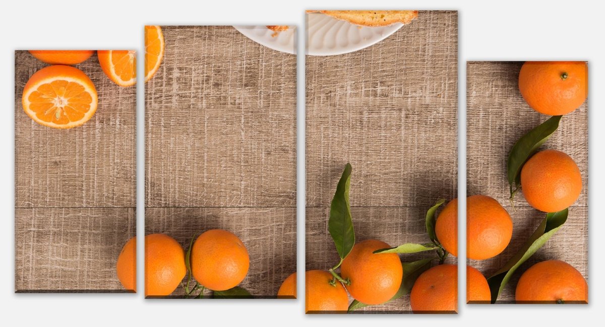Leinwandbild Mehrteiler Frische Clementinen und Kuchen M1018 Leinwandbild Mehrteiler Frische Clementinen und Kuchen M1018