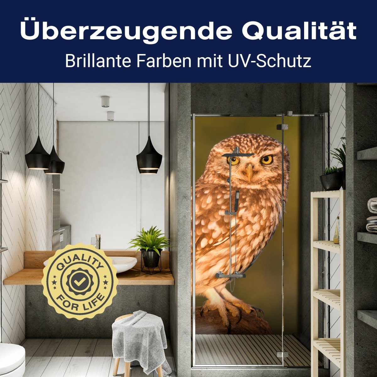 Duschwand Kleine Eule, Baumstamm M1026 entdecken - Bild 2 Duschwand Kleine Eule, Baumstamm M1026 entdecken - Bild 2