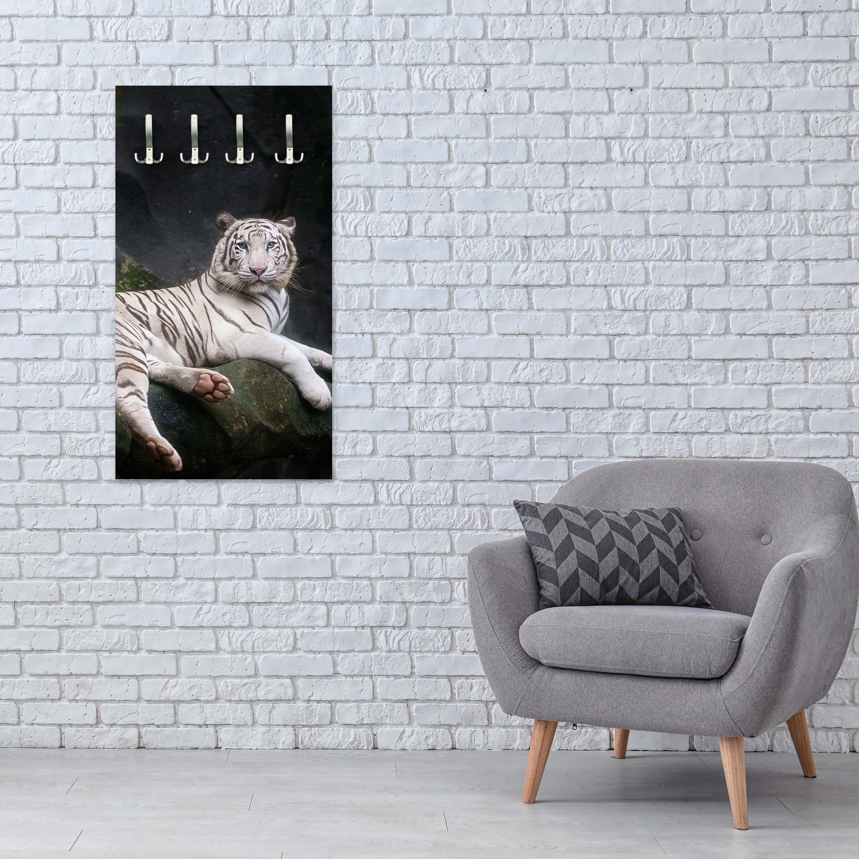 Garderobe Weißer Tiger sitzt in der Höhle M1027 entdecken - Bild 6 Garderobe Weißer Tiger sitzt in der Höhle M1027 entdecken - Bild 6