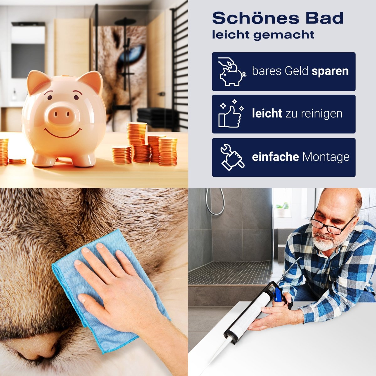 Duschwand Nettes weißes Katzenporträt M1028 entdecken - Bild 7 Duschwand Nettes weißes Katzenporträt M1028 entdecken - Bild 7