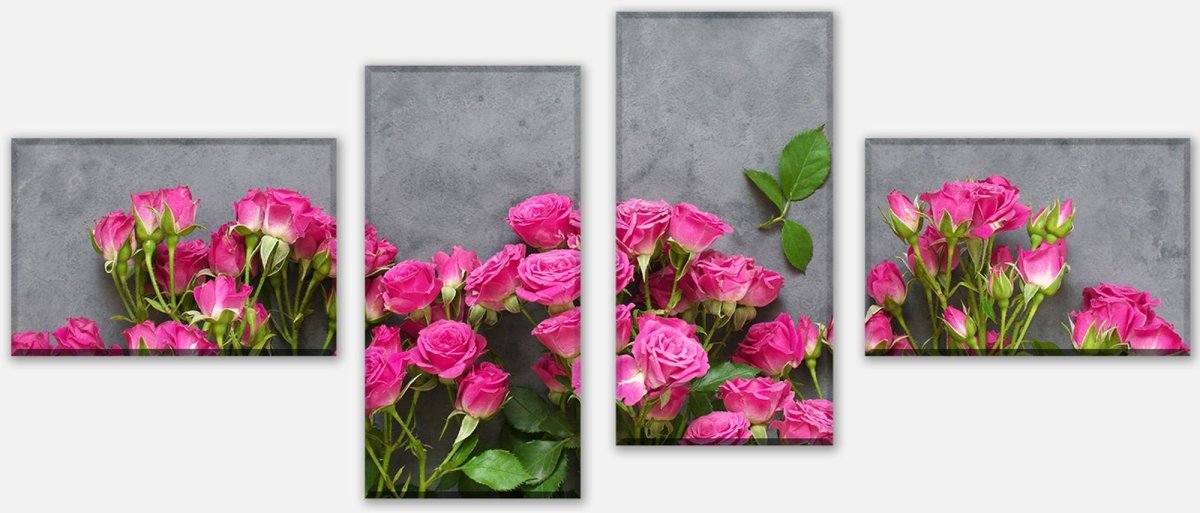 Leinwandbild Mehrteiler Rosa Rosen auf dunkelgrauem Hintergrund M1033 Leinwandbild Mehrteiler Rosa Rosen auf dunkelgrauem Hintergrund M1033