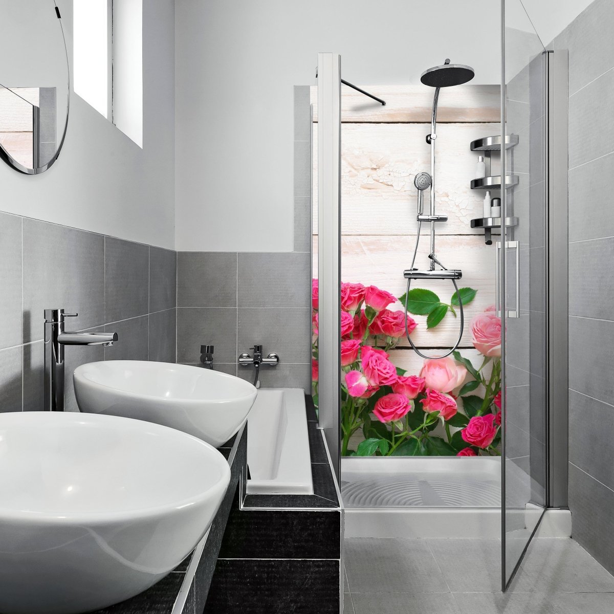 Duschwand Rosa und karminrote Rosen M1034 entdecken - Bild 1 Duschwand Rosa und karminrote Rosen M1034 entdecken - Bild 1