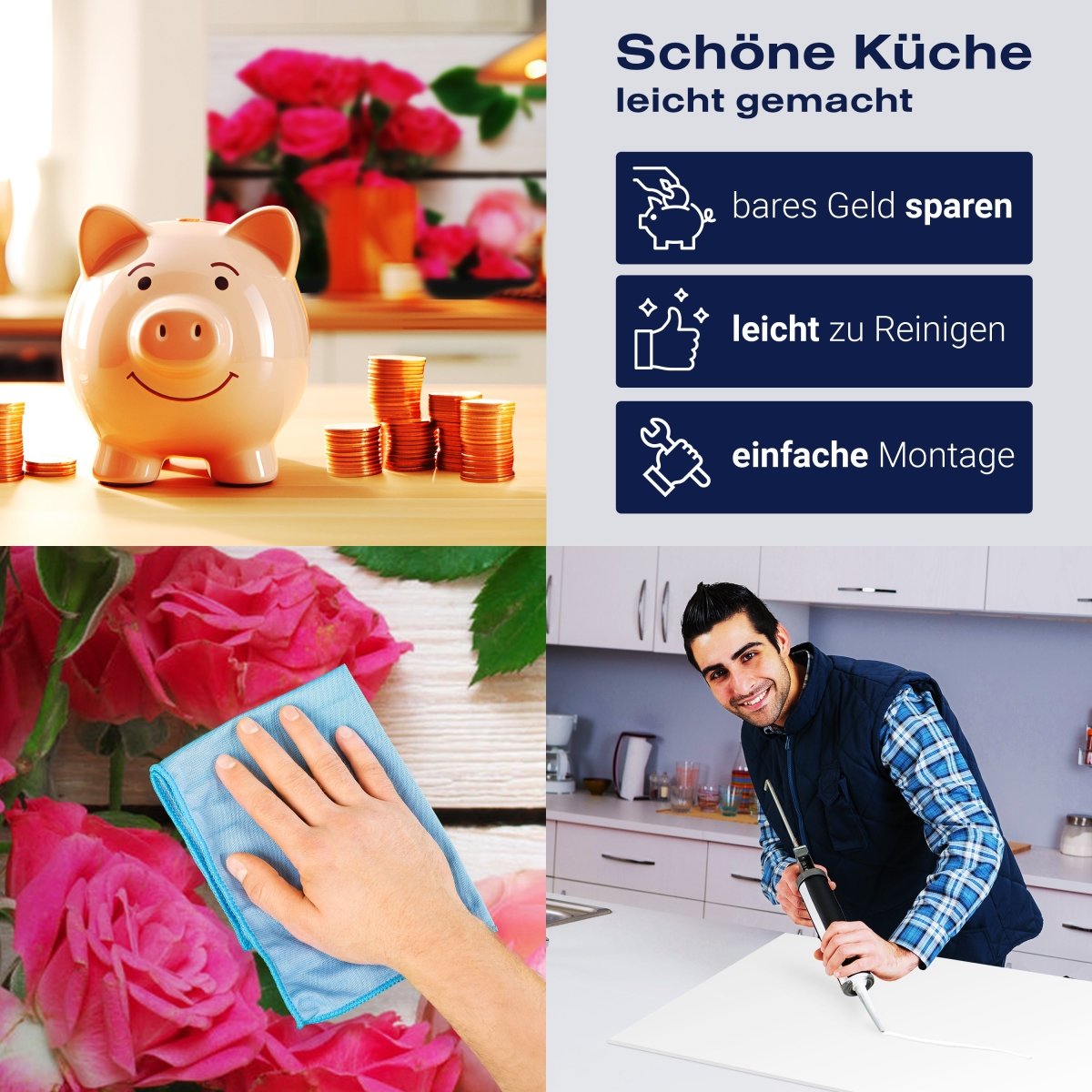 Küchenrückwand Rosa und karminrote Rosen M1034 entdecken - Bild 7 Küchenrückwand Rosa und karminrote Rosen M1034 entdecken - Bild 7