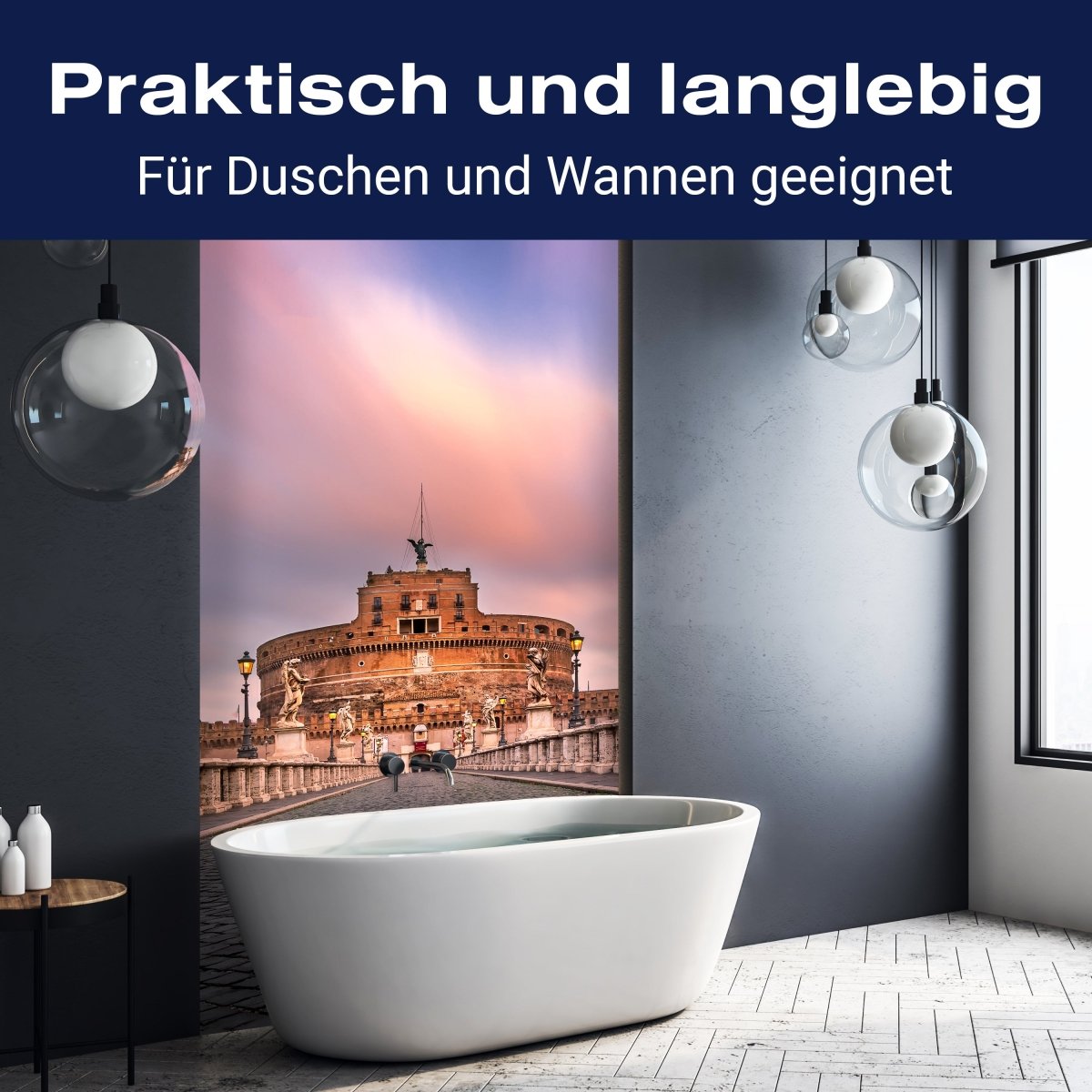 Duschwand Sant Angelo Brücke und Schloss, Rom M1035 entdecken - Bild 3 Duschwand Sant Angelo Brücke und Schloss, Rom M1035 entdecken - Bild 3