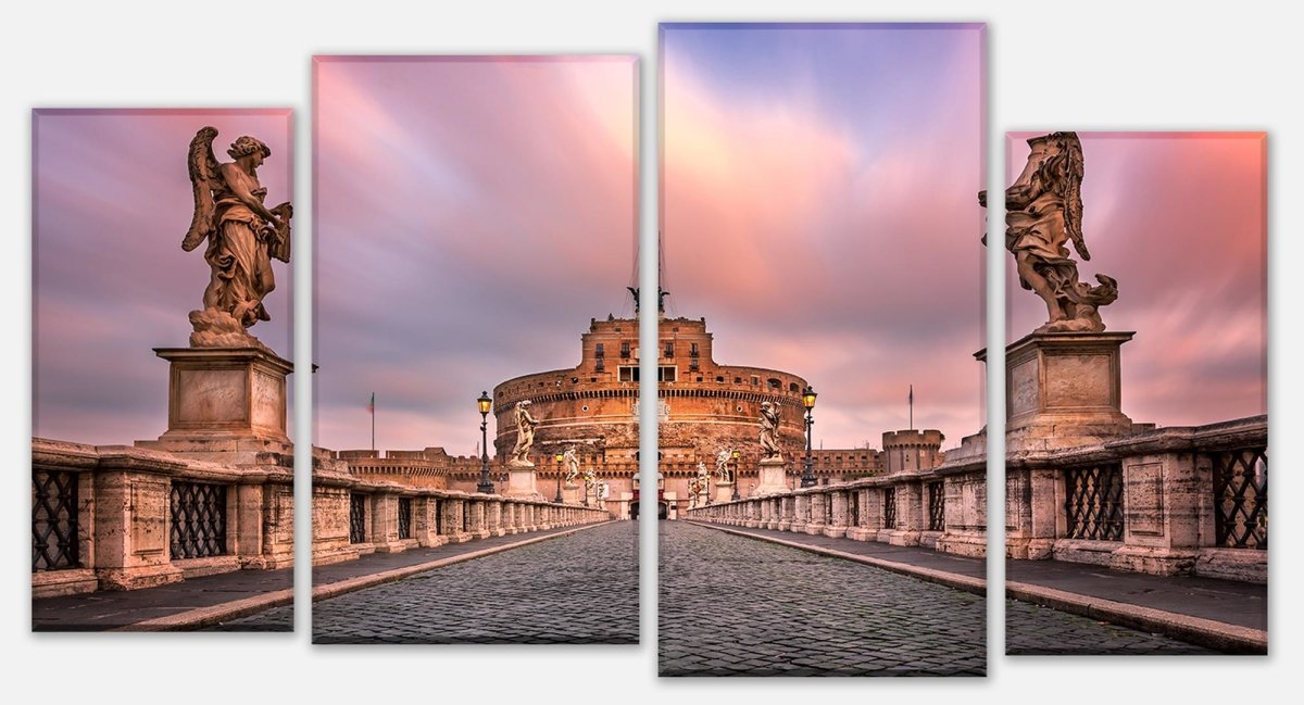 Leinwandbild Mehrteiler Sant Angelo Brücke und Schloss, Rom M1035 Leinwandbild Mehrteiler Sant Angelo Brücke und Schloss, Rom M1035