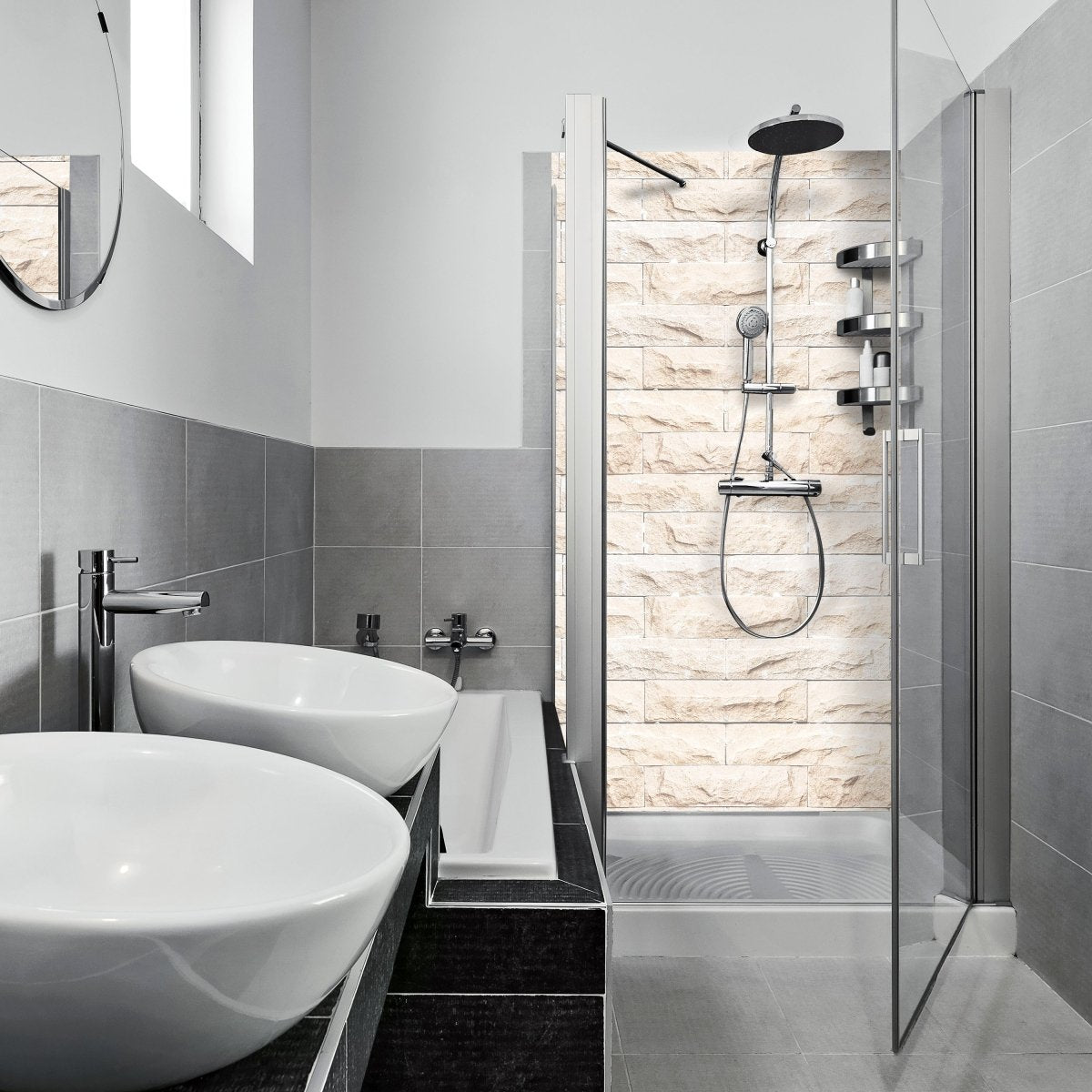 Duschwand Graue Farbe Steinmauer M1037 entdecken - Bild 1 Duschwand Graue Farbe Steinmauer M1037 entdecken - Bild 1