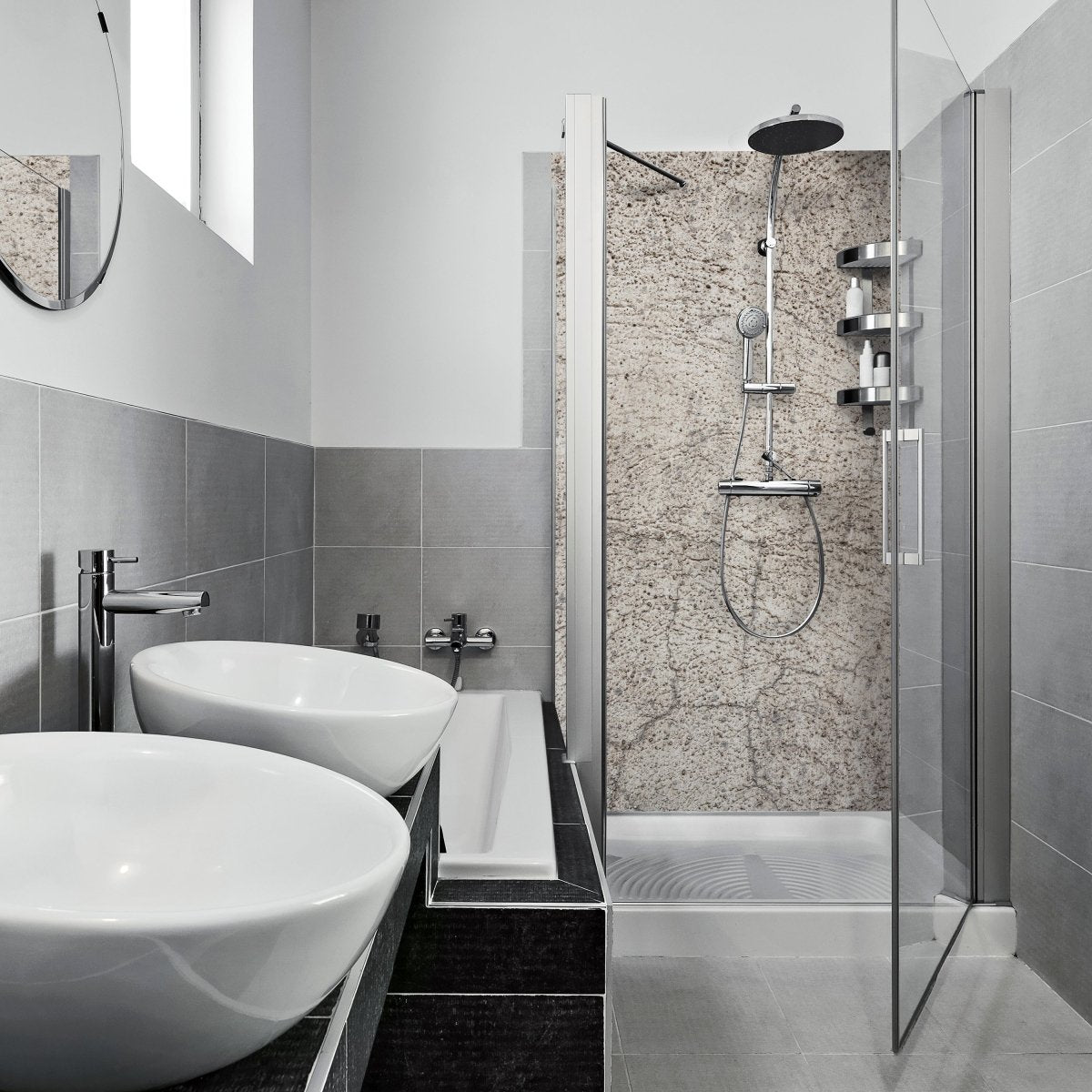 Duschwand Dunkelgrauer Stein M1050 entdecken - Bild 1 Duschwand Dunkelgrauer Stein M1050 entdecken - Bild 1