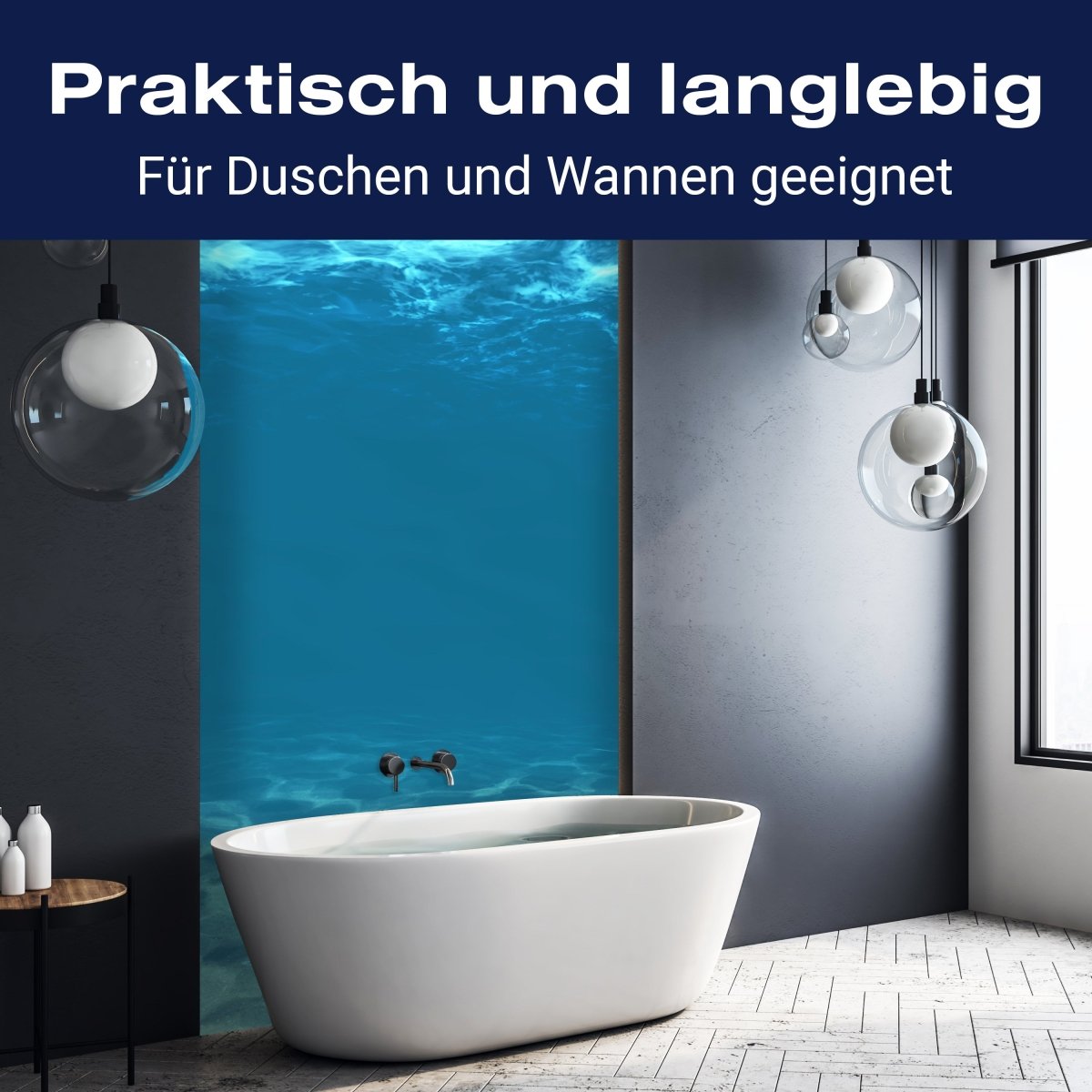 Duschwand Hellblau unter Wasser M1053 entdecken - Bild 3 Duschwand Hellblau unter Wasser M1053 entdecken - Bild 3