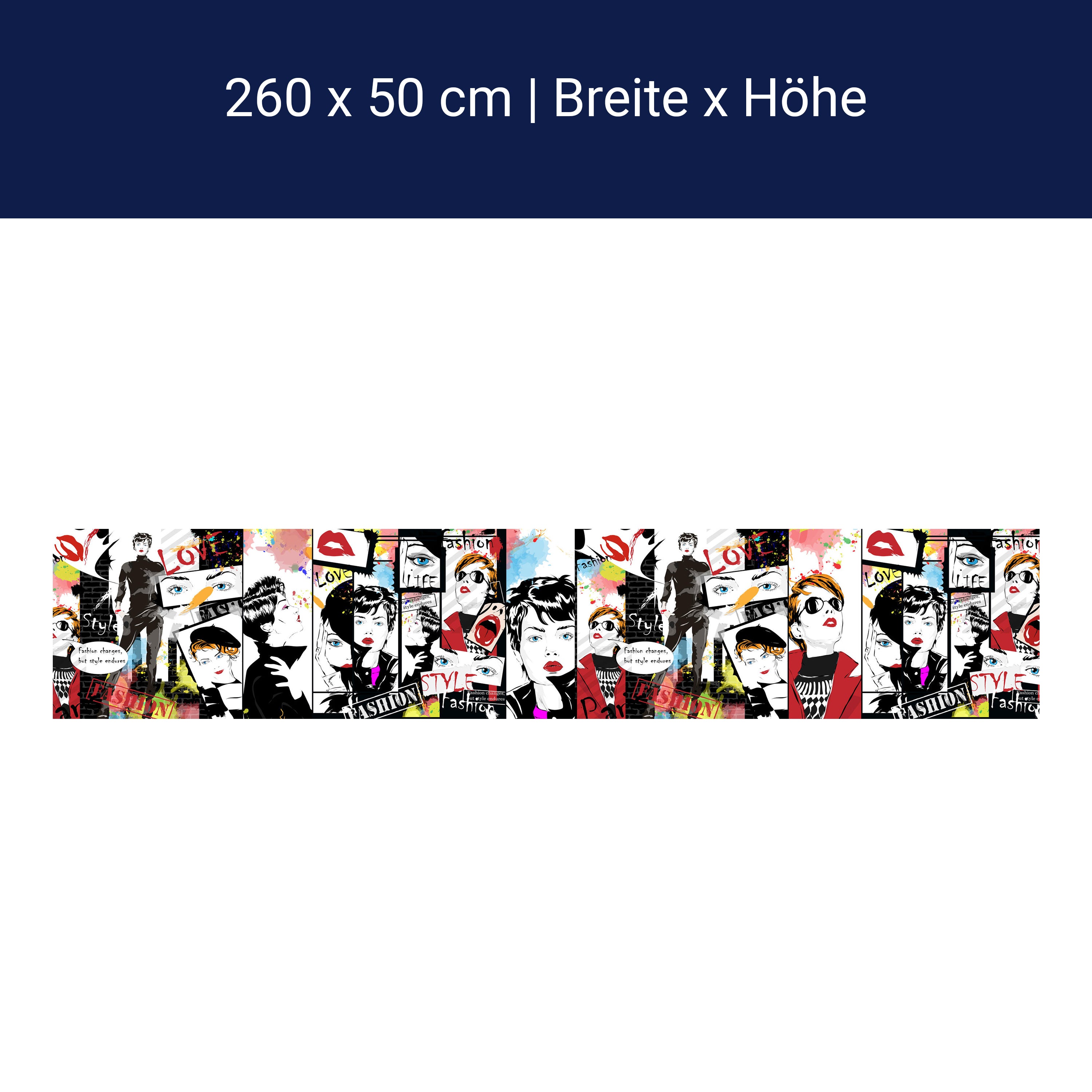 Küchenrückwand Comic Popart Bunt Fashion Style M1081 Küchenrückwand Comic Popart Bunt Fashion Style M1081