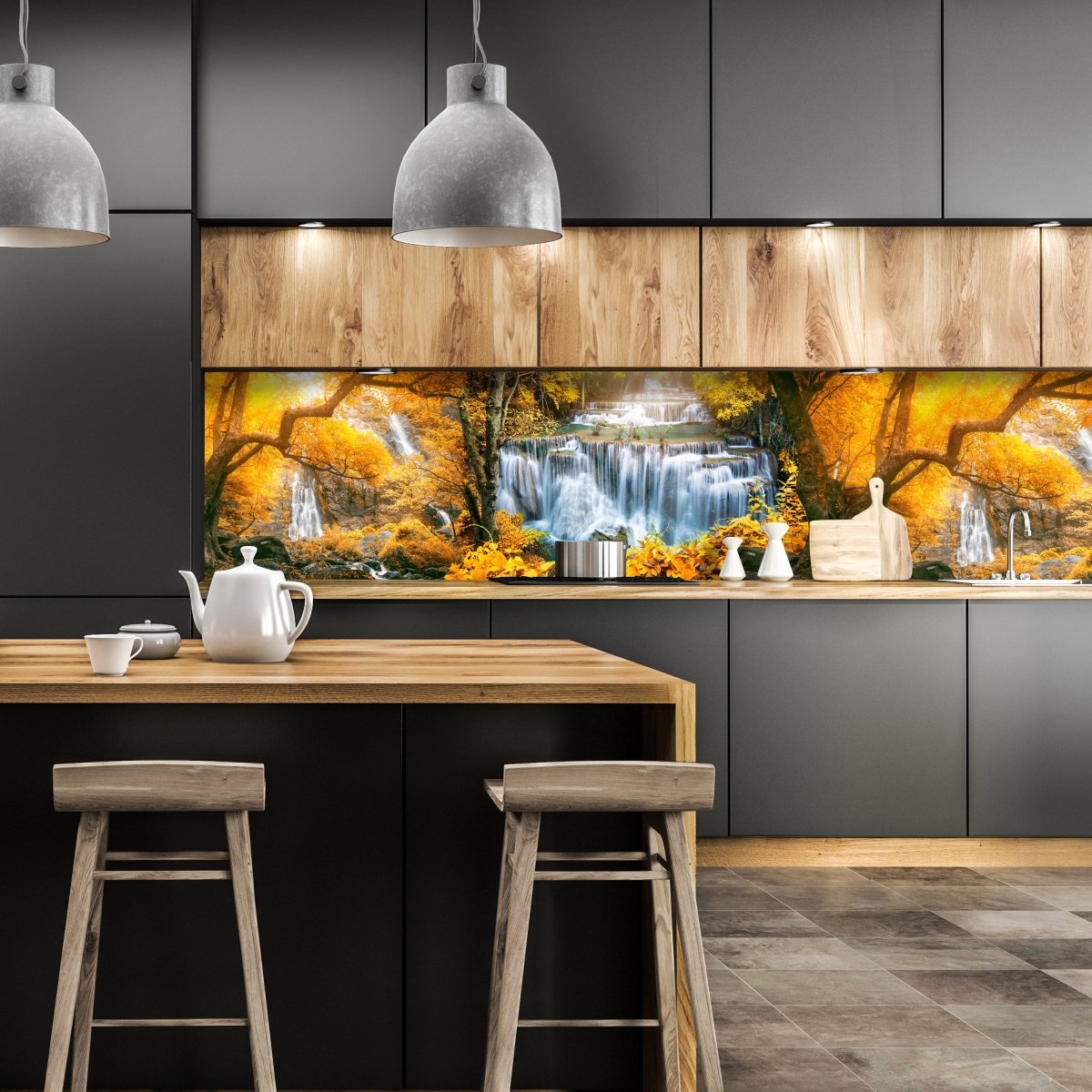 Küchenrückwand Wasserfälle Bäum Herbst Gold M1082 entdecken - Bild 1 Küchenrückwand Wasserfälle Bäum Herbst Gold M1082 entdecken - Bild 1