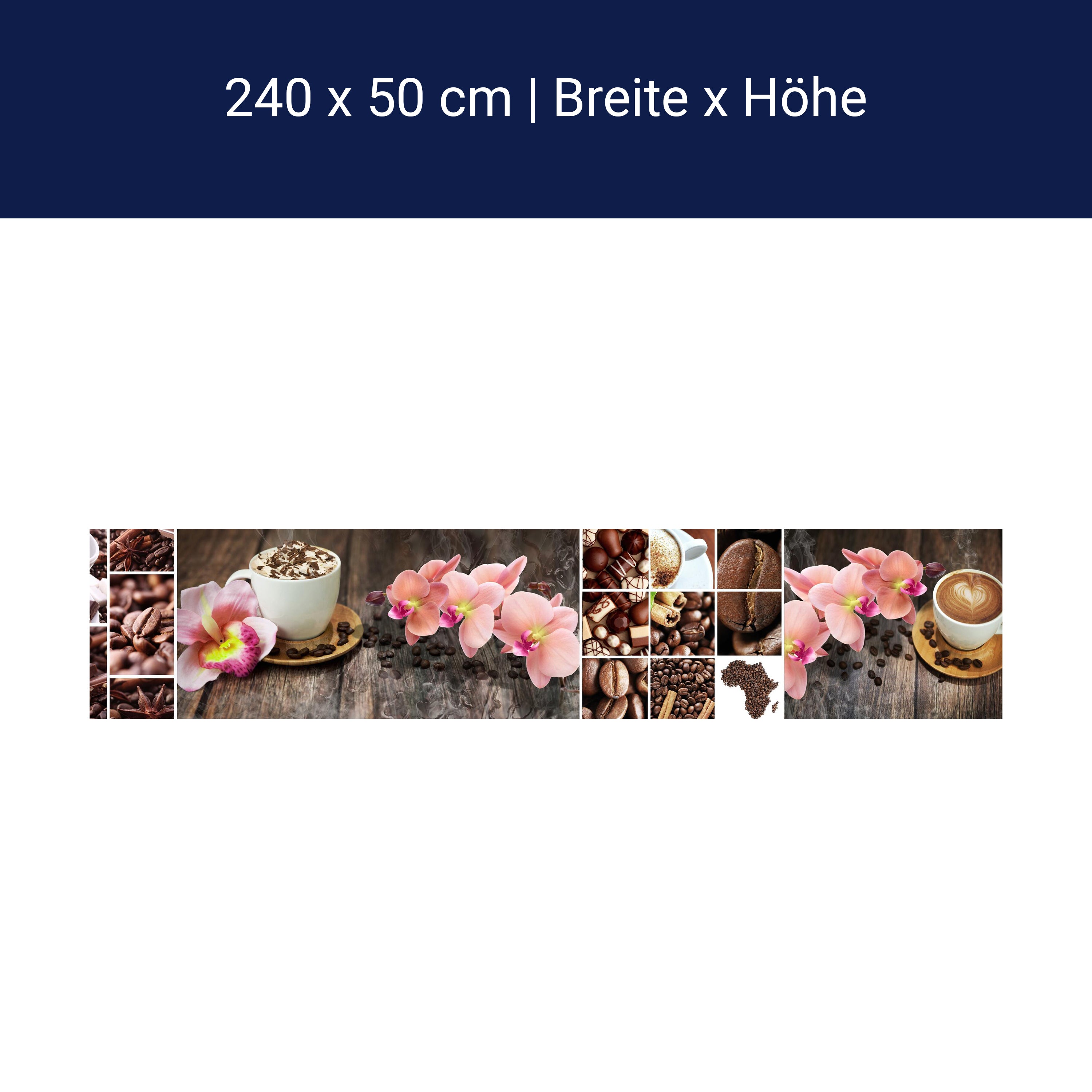 Küchenrückwand Kaffee Orchidee Schokolade Braun M1085 Küchenrückwand Kaffee Orchidee Schokolade Braun M1085