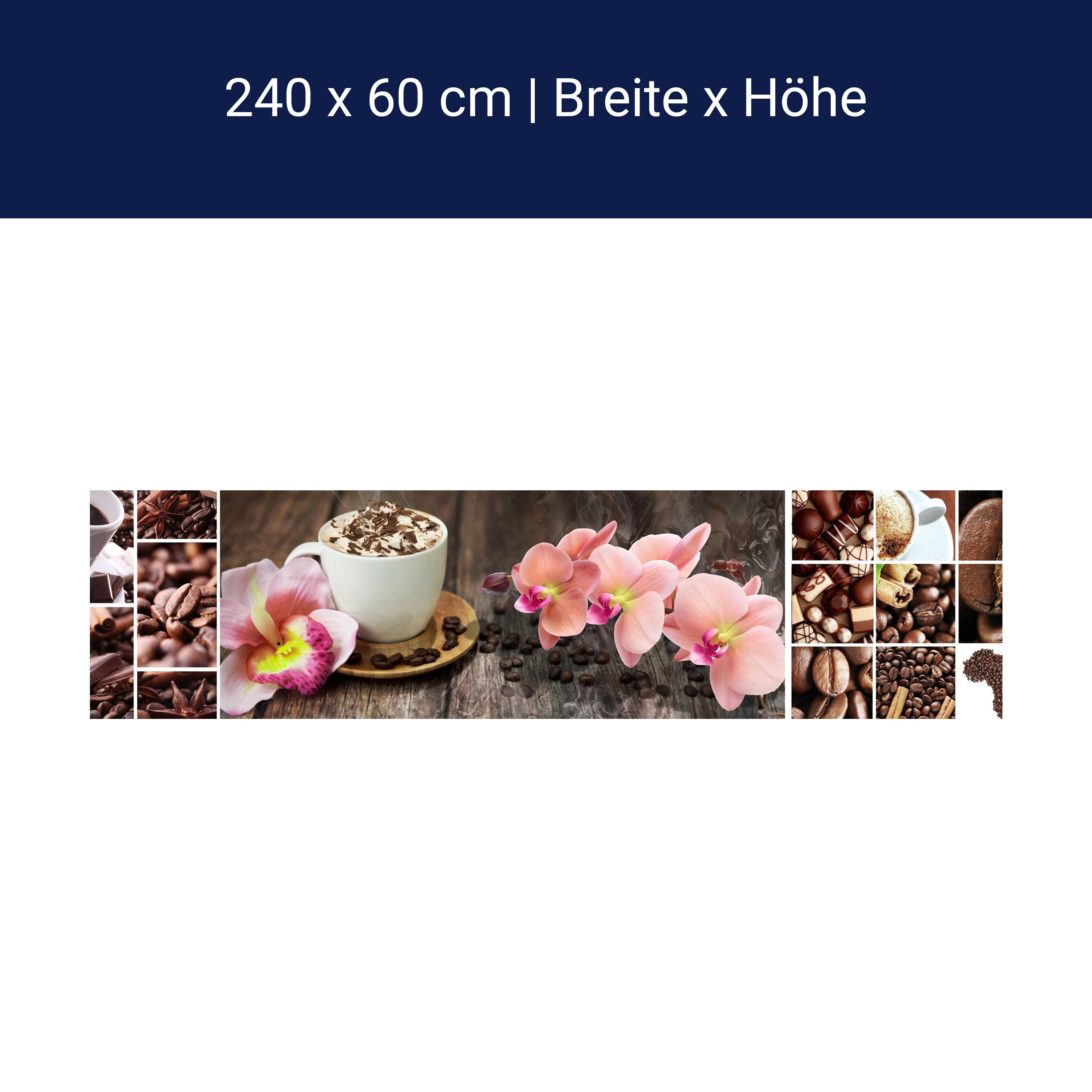 Küchenrückwand Kaffee Orchidee Schokolade Braun M1085 Küchenrückwand Kaffee Orchidee Schokolade Braun M1085