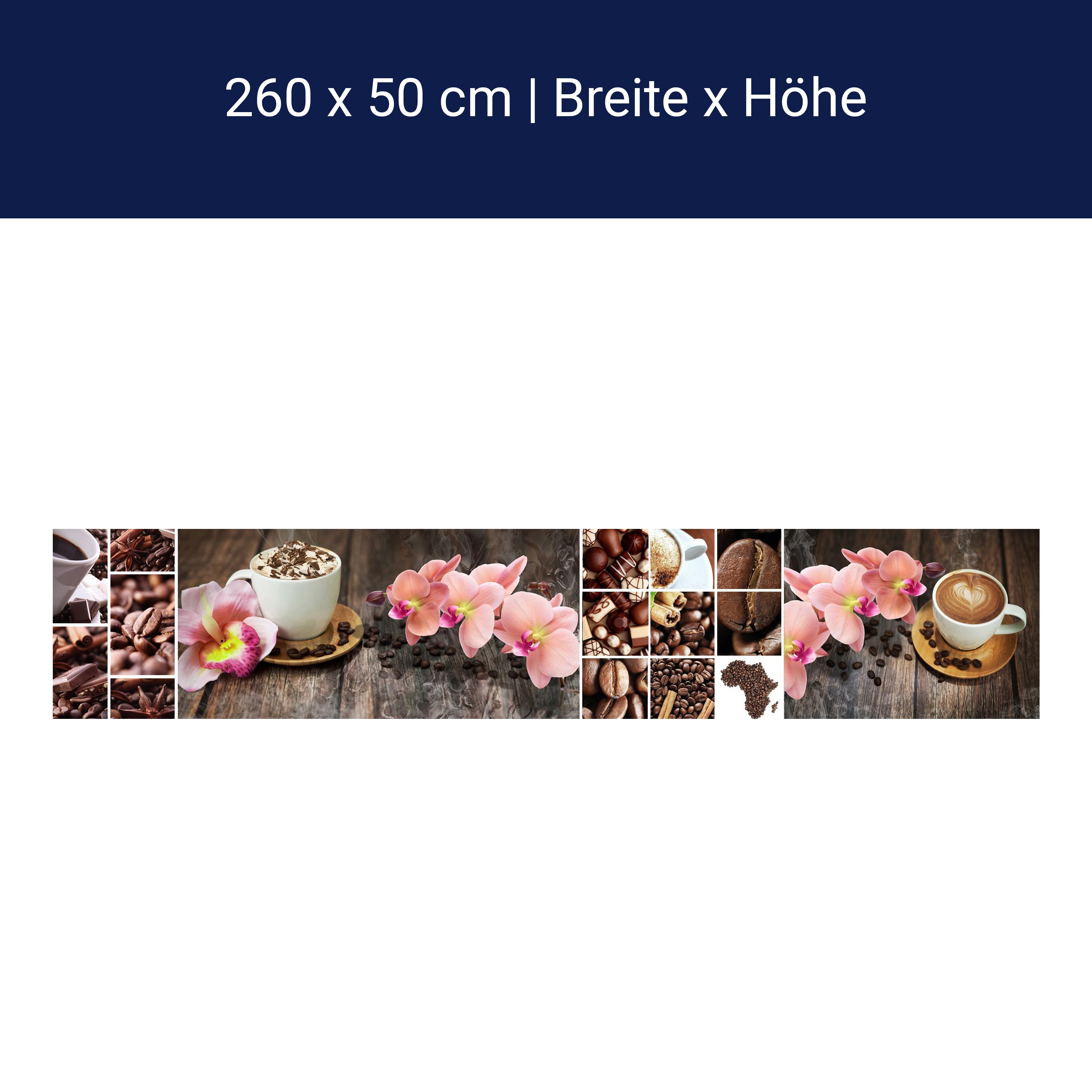 Küchenrückwand Kaffee Orchidee Schokolade Braun M1085 Küchenrückwand Kaffee Orchidee Schokolade Braun M1085