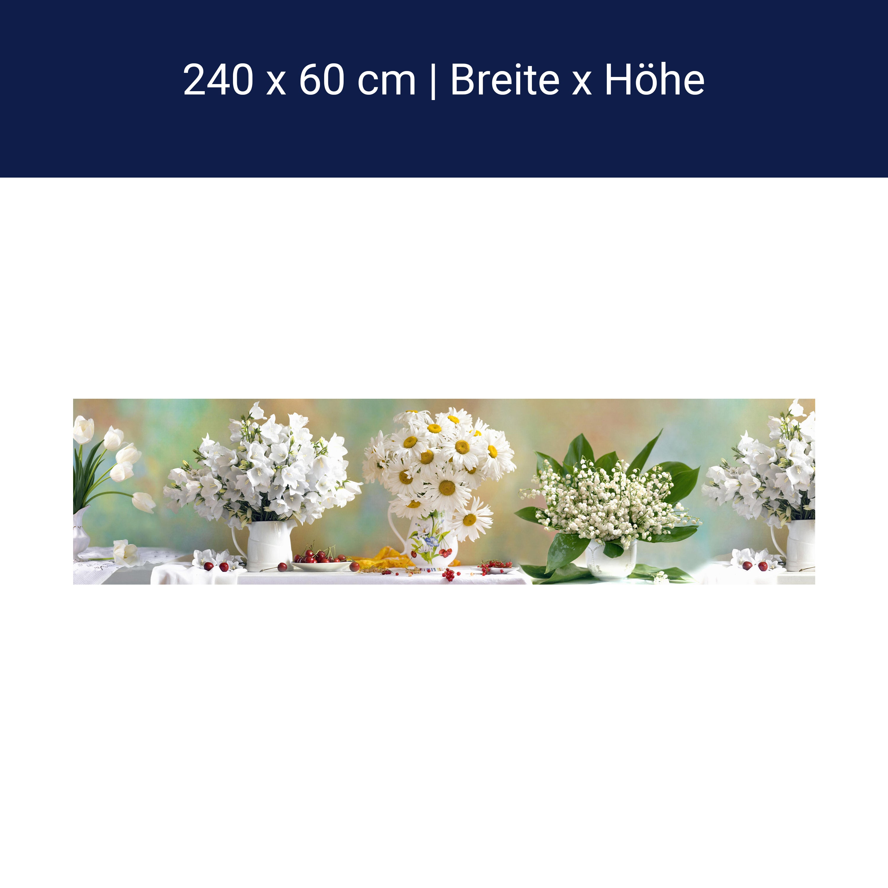 Küchenrückwand Tulpen Gänseblümchen Weiß Kirschen M1088 Küchenrückwand Tulpen Gänseblümchen Weiß Kirschen M1088